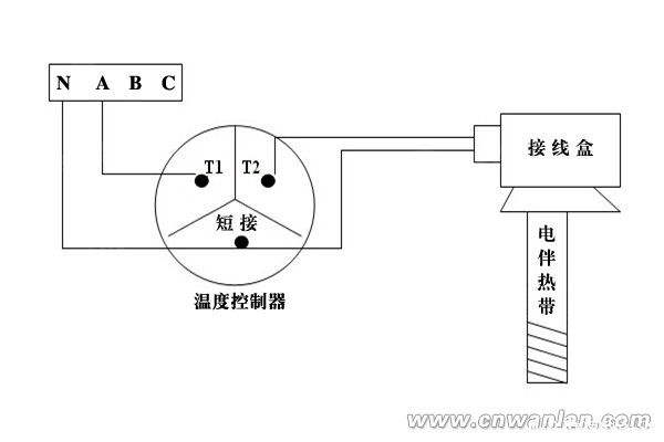 220V电伴热带系统接线示意图