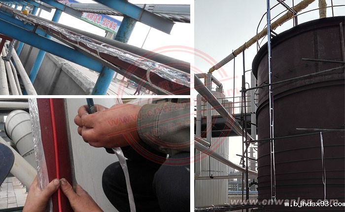 发烟硫酸储罐的电伴热带安装