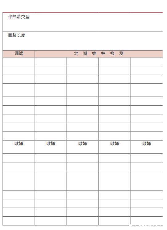 电伴热定期检测、调试表